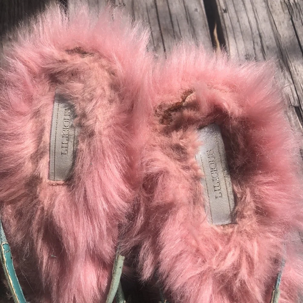 LILICIOUS a Japanese designer MINT/PINK  ponity toes faux furshoes/size5,5.5 - Picture 3 of 5